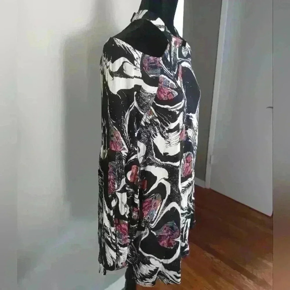 Free People Womens Drift Away Black Print Cold Shoulder Tunic Dress/ Top S - Picture 5 of 15